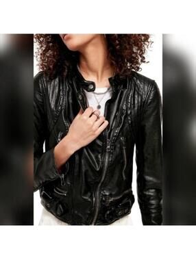 Free People We the Free Heartbreaker Faux Vegan Leather Moto Jacket XS